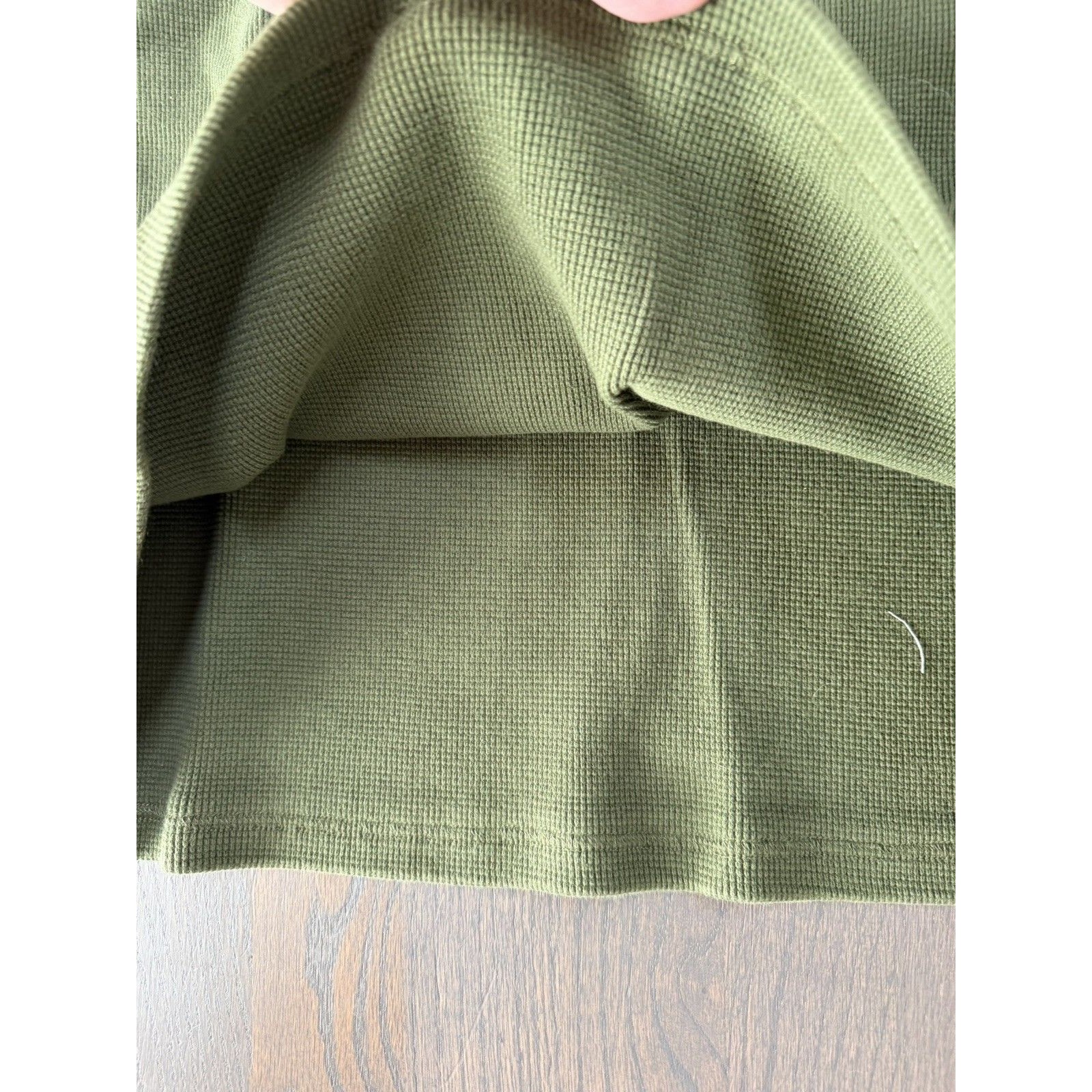 Telfar 2005 Logo Waffle Thermal Long Sleeve Crewneck Olive Green M/L Unisex Nwt — image 6 of 7